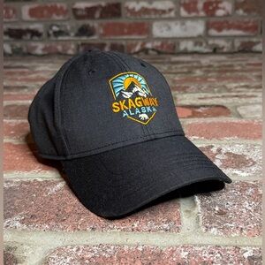 Black Skagway Alaska Velcro Baseball Cap EUC